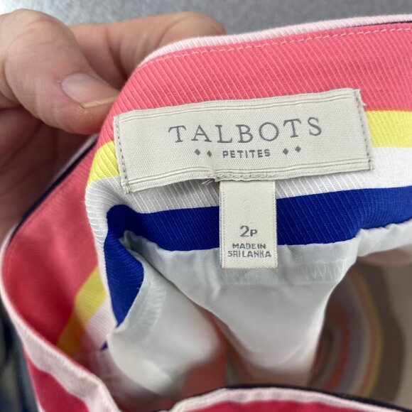 Talbots Skirt Womens 2 Petite Pink Multi Stripe Above The Knee Straight Stretch - Picture 7 of 11